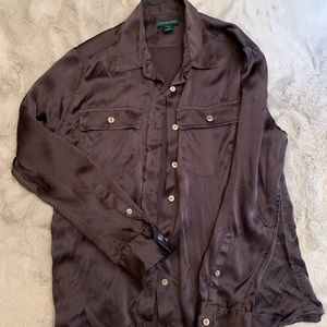 Silk button up shirt in dark grey